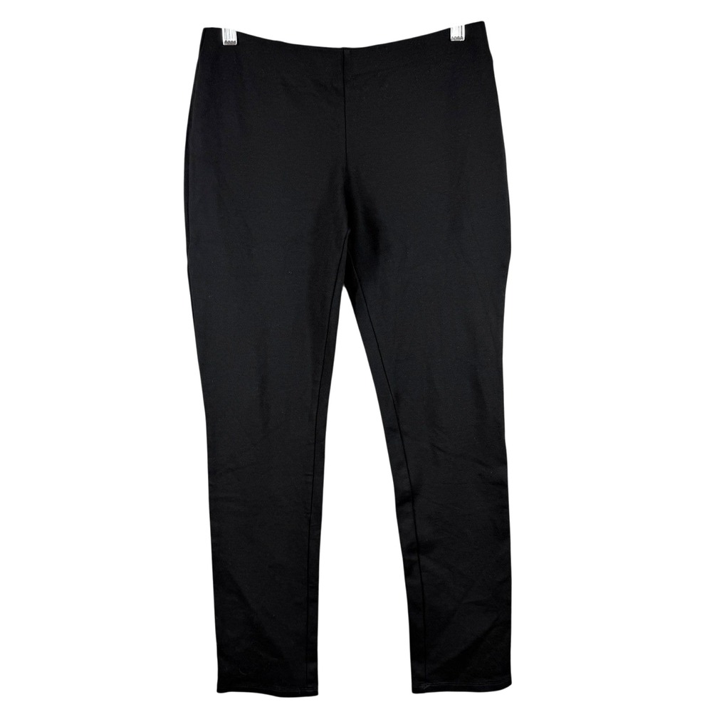 EILEEN FISHER Pants PP Petite Stretch Organic Cotton Slim Ankle Zip Twill Black - Picture 1 of 6